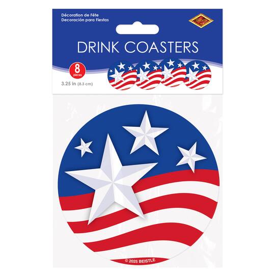 Besitle 3.25" Stars & Stripes Coasters, 3 Packs of 8